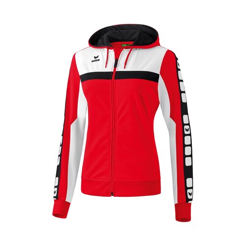 Erima CLASSIC 5-CUBES Trainingsjacke mit Kapuze rot/wei/schwarz