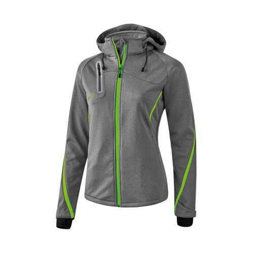 Softshelljacke Function grau melange/green gecko 36