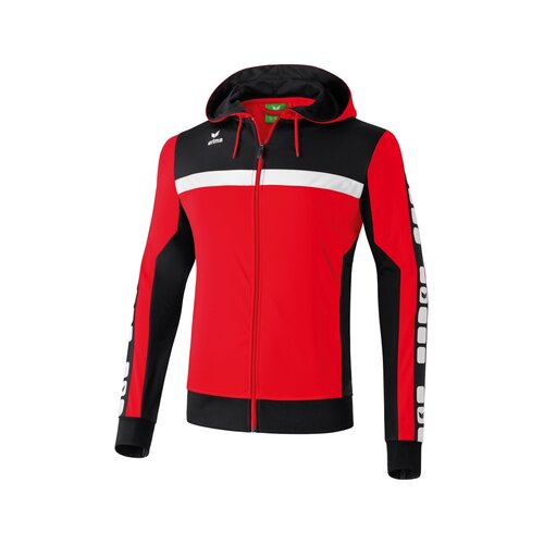 Erima CLASSIC 5-CUBES Trainingsjacke mit Kapuze rot/schwarz/wei