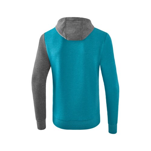 5-C Kapuzensweat oriental blue melange/grau melange/wei