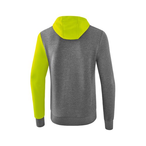 5-C Kapuzensweat grau melange/lime pop/schwarz