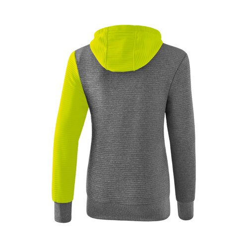 5-C Kapuzensweat grau melange/lime pop/schwarz