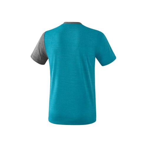 5-C T-Shirt oriental blue melange/grau melange/wei