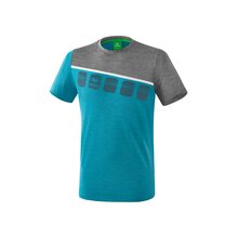 5-C T-Shirt oriental blue melange/grau melange/wei