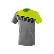 5-C T-Shirt grau melange/lime pop/schwarz