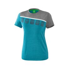 5-C T-Shirt oriental blue melange/grau melange/wei