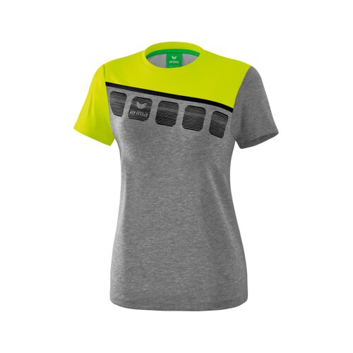 5-C T-Shirt grau melange/lime pop/schwarz