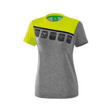 5-C T-Shirt grau melange/lime pop/schwarz
