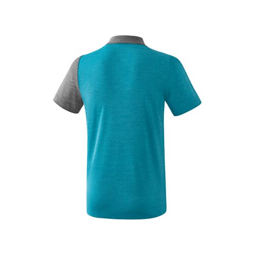 5-C Poloshirt oriental blue melange/grau melange/wei