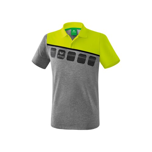 5-C Poloshirt grau melange/lime pop/schwarz