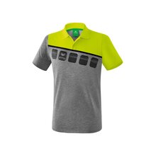 5-C Poloshirt grau melange/lime pop/schwarz