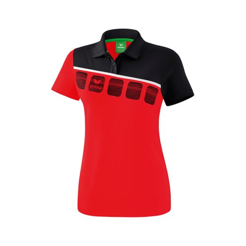 5-C Poloshirt rot/schwarz/weiß