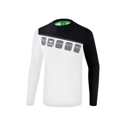 5-C Longsleeve wei/schwarz/dunkelgrau