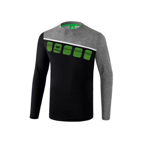 5-C Longsleeve schwarz/grau melange/wei