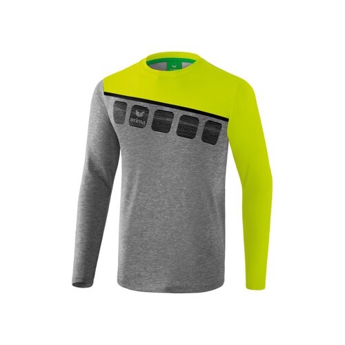 5-C Longsleeve grau melange/lime pop/schwarz L