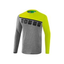 5-C Longsleeve grau melange/lime pop/schwarz L